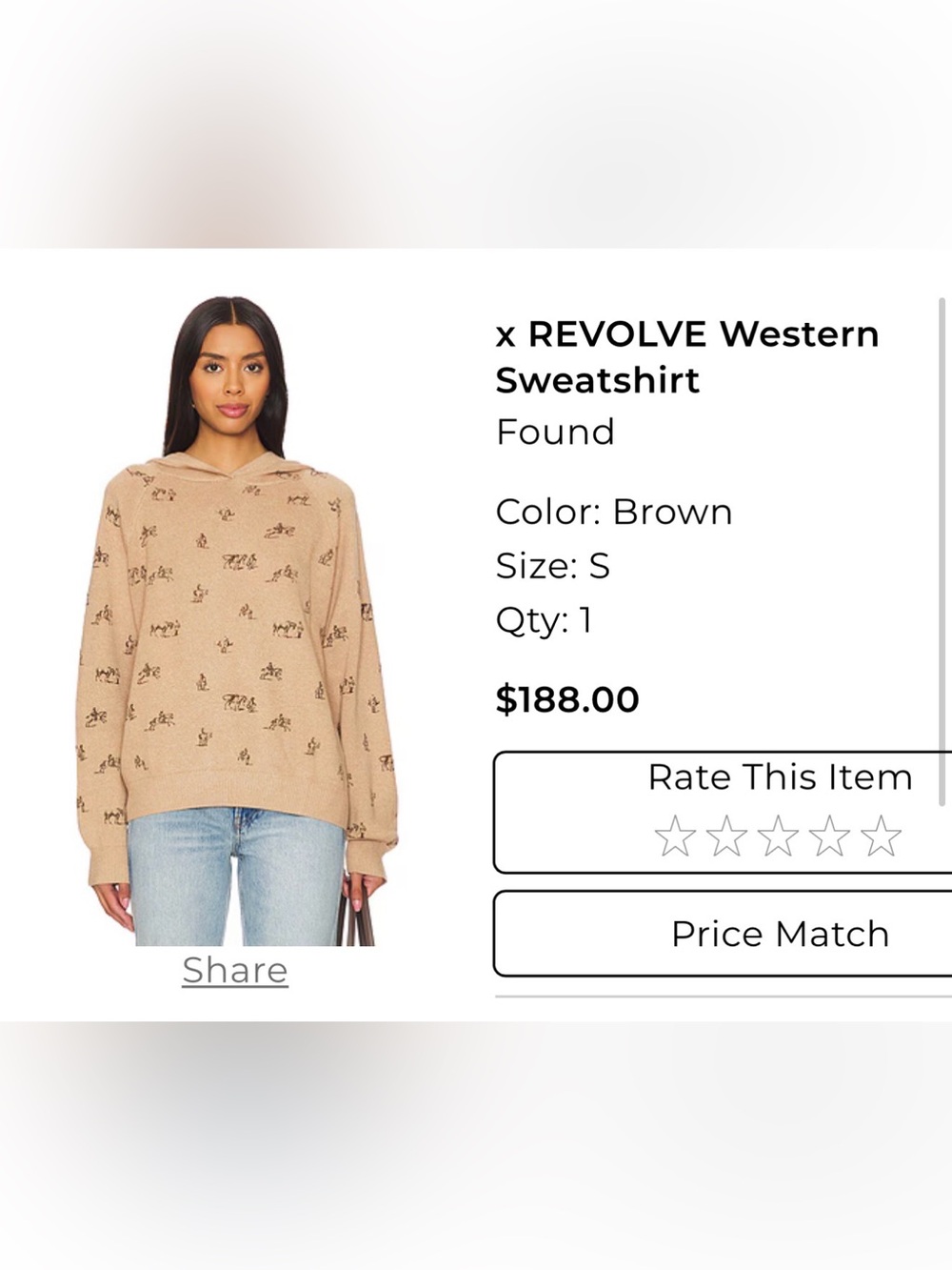 Found x REVOLVE Women's Brown Western-Print Crewneck Sweater